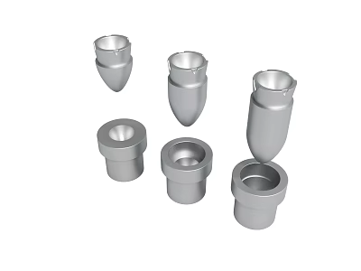 Silver Metal Industrial Components With Various Shapes And Hollow Cylindrical Designs 3d model