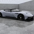 Silver Sleek Sports Car In Modern Interior With Gray Reflective Floor And White Grid Ceiling