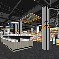 Spacious Modern Supermarket Interior With Well Organized Shelves And Checkout Counter