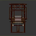 Traditional Wooden Weaving Loom With Intricate Frame And Working Parts