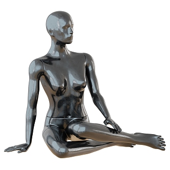 Female black model sitting on the floor 3d model