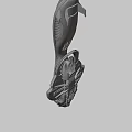 Futuristic Sci Fi Weapon with Advanced Mechanical Structure Blue Luminous Accents and Sleek Metallic Design