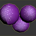 Three Purple Mushrooms with White Spots 3D Render on Dark Background