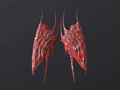 Flying Animal With Red Textured Wings Displayed On Dark Background 3d model