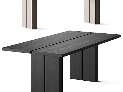 Minimalist Black Wooden Table With Block Legs And Modern Minimalist Design 3d model