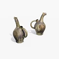 Artistic Ceramic Vessels With Bird Head Design And Glazed Brown Purple Finish