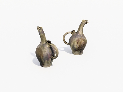 Old pottery pots, old objects 3d model