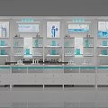 Modern White Layered Display Shelves for Skincare Products with Glass Doors and Drawer Storage