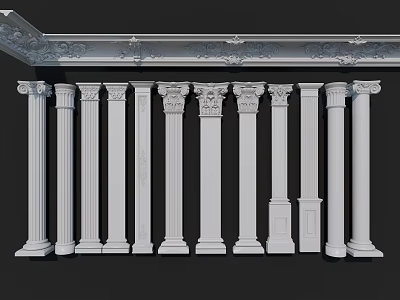 Classical Roman Columns With Different Ornate Capitals And Architectural Design Details 3d model