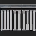 Classical Roman Columns With Different Ornate Capitals And Architectural Design Details 3d model
