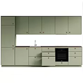 Light Green Modern Kitchen Interior With Cabinets Countertop And Oven