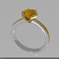 Elegant Silver Ring With Yellow Floral Gemstone Diamond Accents And Enamel Stripes