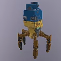 Multi Legged Robot With Blue Metallic Body And Green Red Indicators