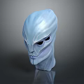 Blue Sci Fi Game Movie Character Head Sculpture With Shiny Texture And Unique Facial Features