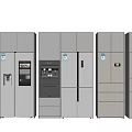 Modern Kitchen Refrigerators With Various Styles Sleek White Design And Digital Panels 3d model