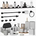 Bathroom Washing Essentials Shelf With Towel Bars Toilet Paper Holder Towel Ring And Folded Towels