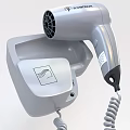 Wall Mounted Hair Dryer With Modern Silver Design 3d model