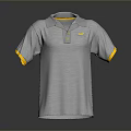 Gray Polo Shirt With Yellow Cuff And Collar Details For Daily Use