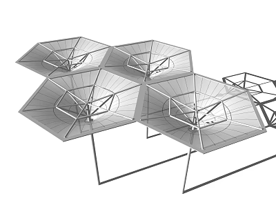 Tensile Membrane Architectural Structure With Hexagonal Units And Metal Support Frame Design 3d model