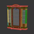 Mahogany Display Cabinet With Glass Doors And Drawers For Living Room