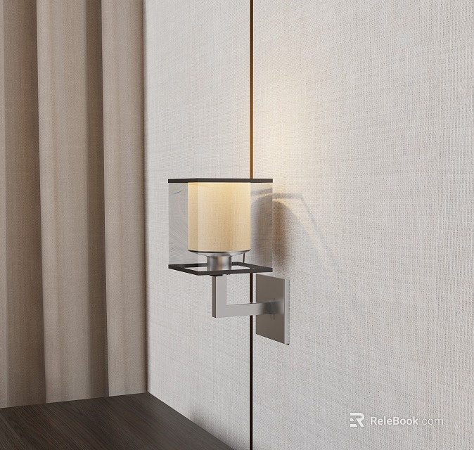 Modern Wall Sconce With Metal Frame Fabric Shade Warm Lighting For Cozy Ambiance 3d model 