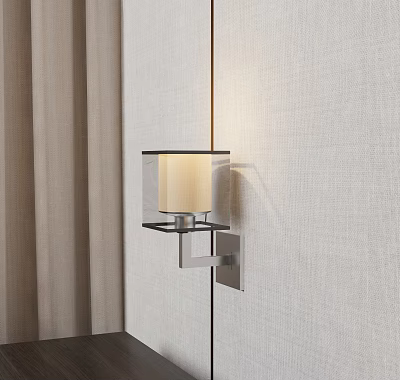 Modern Wall Sconce With Metal Frame Fabric Shade Warm Lighting For Cozy Ambiance 3d model