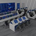 Modern Intelligent Control Room Desk And Chair Combination Equipped With Multiple Digital Display Screens