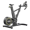 Black Spin Bike With Adjustable Seat Handlebar Yellow Accent Flywheel Home Gym Exercise Equipment