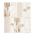Modern Room Dividers With Various Geometric Patterns And Light Wood Grain Textures 3d model