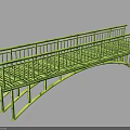 Green Bamboo Landscape Bridge With Arched Structure And Railings Design 3d model