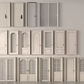 Various White Door Designs With Glass Panels And Decorative Frames 3d model
