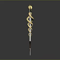 Unique Weapon Design Featuring Golden Wings And Coiled Snake On Staff