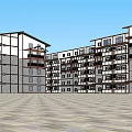 Modern Traditional Style Multi Story Residential Building With Balconies And Brick White Exterior