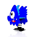 Blue Cartoon Monster Shaped Building Blocks With Big Eyes Red Mouth And Black Base