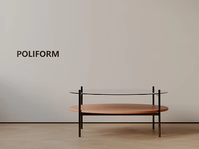 Modern Sofa And Coffee Table Set With Glass Top Wooden Shelf And Black Metal Legs 3d model