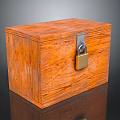Orange Wooden Box With Natural Wood Grain And Golden Metal Lock