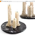 Elegant Candle Lamp Design With Dripping Wax White Candles Various Heights On Black Tray