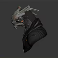 Sci Fi Character With Mechanical Helmet Black Hoodie And Red Lining 3d model