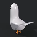 Cartoon Flying Bird with White Body Orange Beak and Orange Feet on Black Background