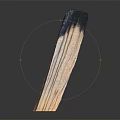 Wood Stone Piece with Burnt End and Natural Grain on Dark Reflective Background