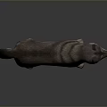 Game Movie Character 3D Wolf Model Standing Pose With Striped Fur Open Mouth