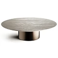 Elegant Round Marble Dining Table Set With Bronze Cylindrical Metal Base For Modern Home Decor