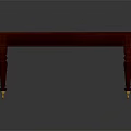 Red Rectangular Table with Elegant Wooden Legs and Golden Casters Classic Furniture Design