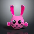 Pink Rabbit Game Movie Character With Large Ears Big Eyes Heart Patterns And Pink Paws