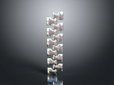 Silver Bowknot Shaped Metal Household Decorative Item With Vertical Arrangement And Reflective Surface 3d model