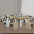 Kids Table With Chairs And Bookshelf In Indoor Playroom Learning Space