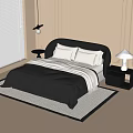 Kids Bed with Gray Leather Headboard White Pillows Gray Quilt and Nightstands with Lighting