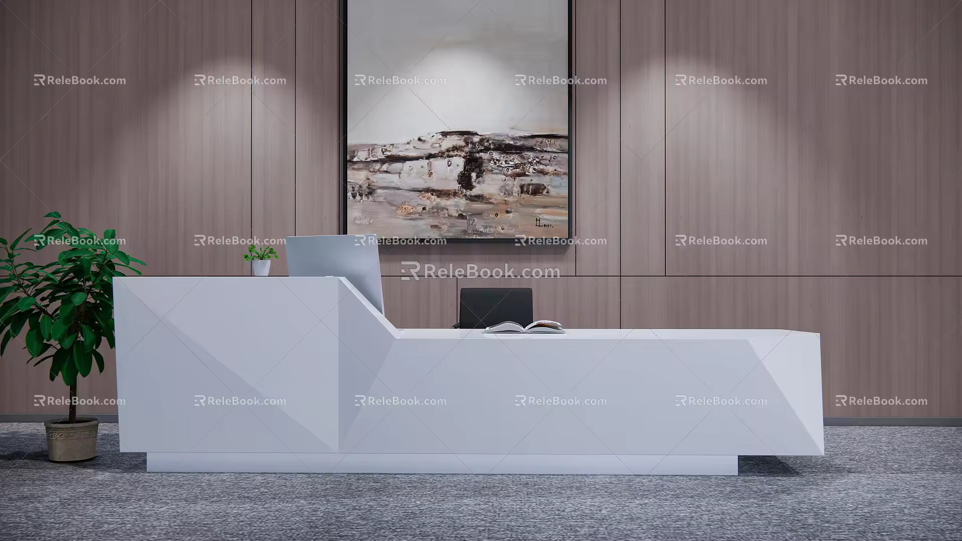Modern Reception Desk Company Front Desk 3d model