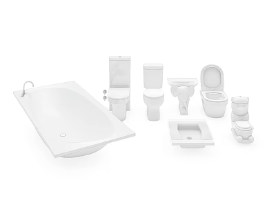 Modern Bathroom Bathtub Toilet Combination 3d model