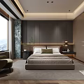 Modern Bedroom Interior Design With King Bed Floor to Ceiling Windows And Scenic View